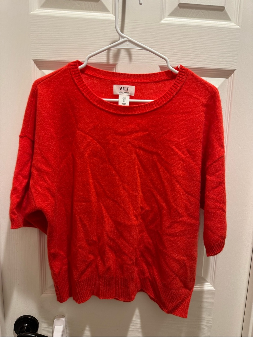WILT Women’s knit 100% cashmere Red Short-Sleeve Lightweight Sweater